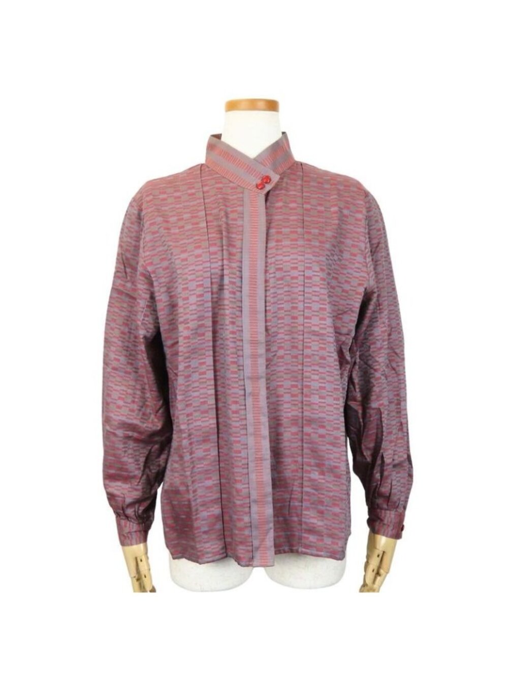 Christian Dior Blouse Long Sleeve Top M Purple Gray Brown Multicolor Total